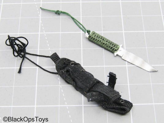 Knife w/OD Green Hilt & Black Holster