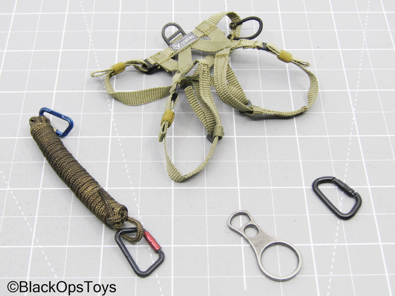 Load image into Gallery viewer, Olive Green Climbing Harness w/Rope &amp; Gear Set
