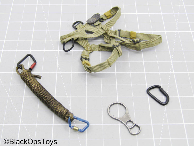 Load image into Gallery viewer, Olive Green Climbing Harness w/Rope &amp; Gear Set
