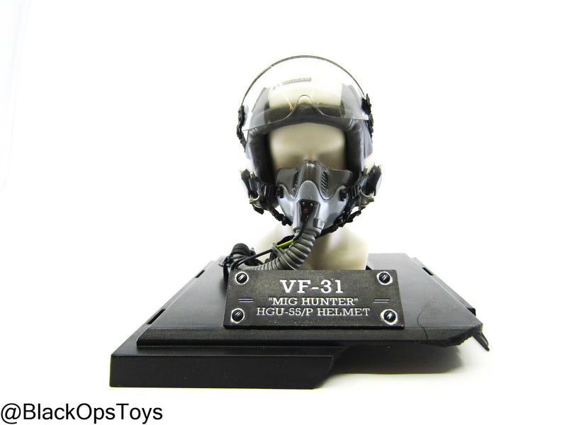 Load image into Gallery viewer, VF-31 HGU-55/P &quot;MIG Hunter&quot; Flight Helmet w/Platform (CRACKED)
