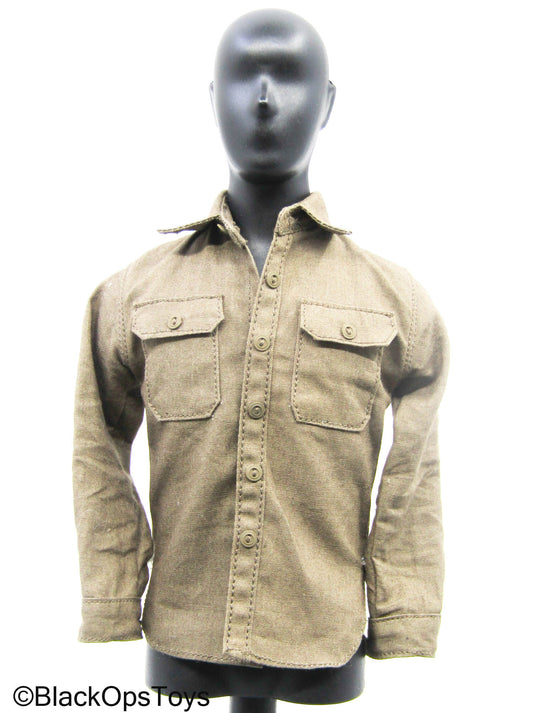 Brown Button Up Long Sleeve Shirt