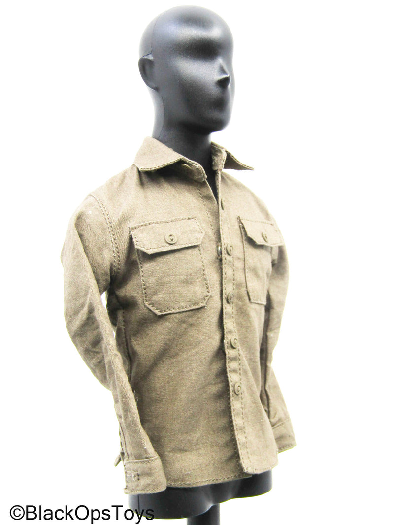 Load image into Gallery viewer, Brown Button Up Long Sleeve Shirt
