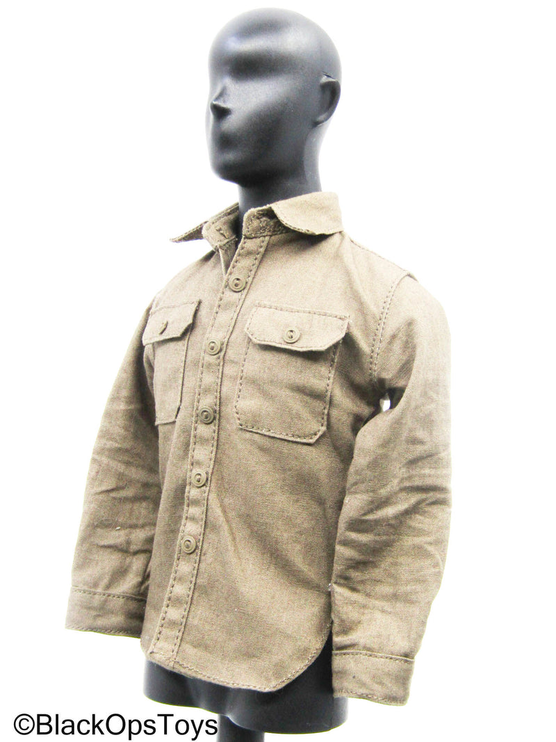 Load image into Gallery viewer, Brown Button Up Long Sleeve Shirt
