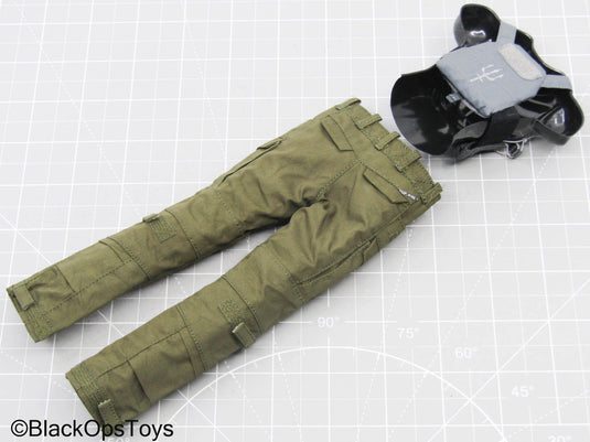 OD Green Combat Pants w/Trident Logo Grey Plate Carrier
