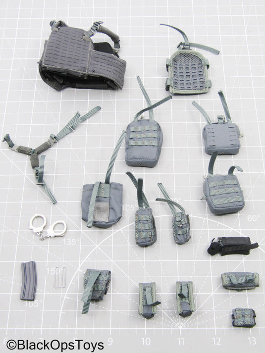 Grey MOLLE Plate Carrier w/Pouch & Gear Set