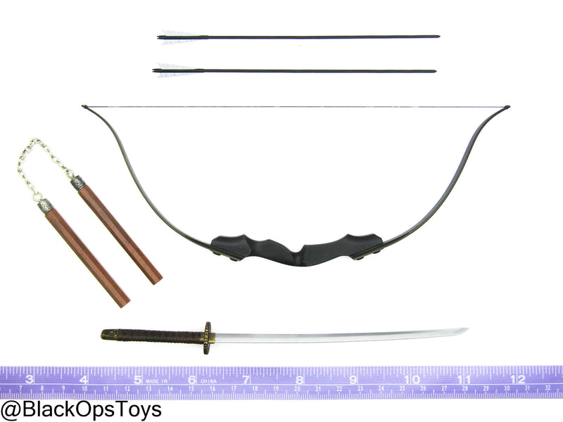 Load image into Gallery viewer, John Wick Chapter 4 - Recurve Bow w/Arrows, Katana, &amp; Nunchaku Set
