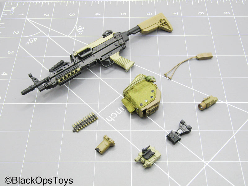 Load image into Gallery viewer, Black &amp; Tan M249 Light Machine Gun (LMG) w/Attachment Set
