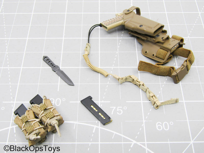 Load image into Gallery viewer, 1911 Pistol w/Drop Leg Holster,Knife, Pouch &amp; Mag Set (DAM Toys)
