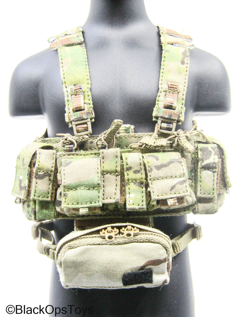 Load image into Gallery viewer, Multicam Camo Chest Rig w/Desert Camo Hanger Pouch
