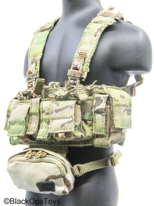 Multicam Camo Chest Rig w/Desert Camo Hanger Pouch