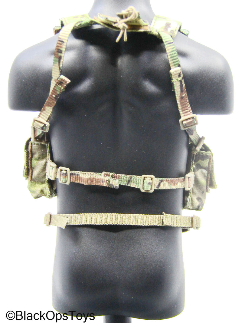 Load image into Gallery viewer, Multicam Camo Chest Rig w/Desert Camo Hanger Pouch
