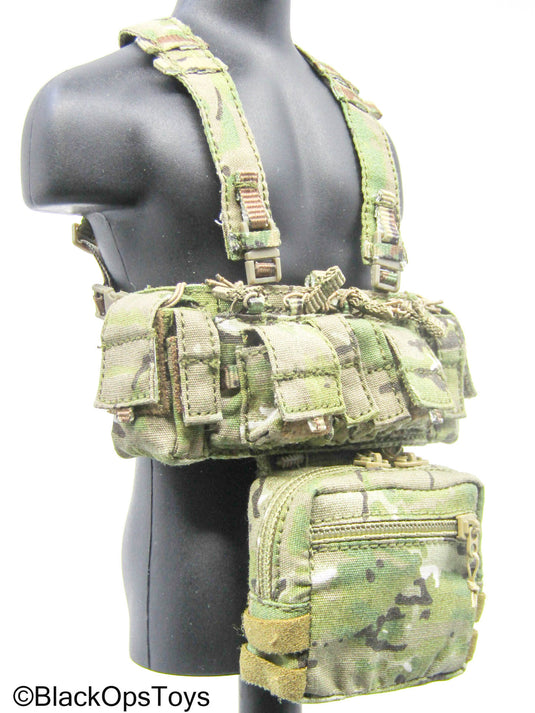 Multicam Camo Chest Rig w/Hanger & Utility Pouch (Easy & Simple)