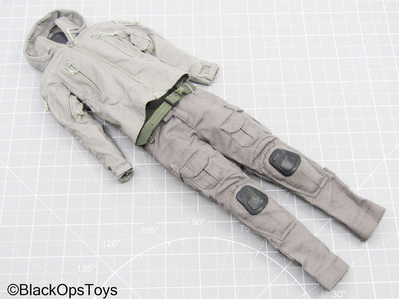 Load image into Gallery viewer, Grey Hooded Jacket w/Combat Pants &amp; OD Green Belt
