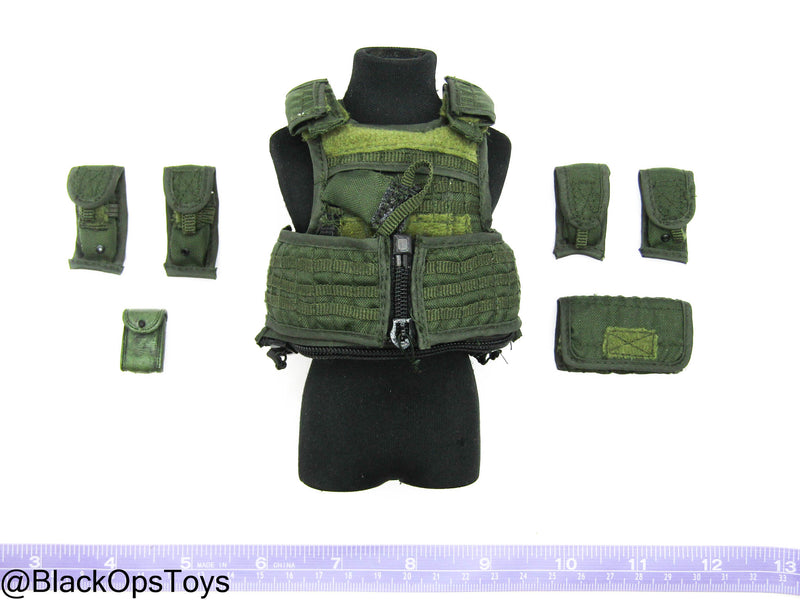 Load image into Gallery viewer, US SOCOM Army Ranger - OD Green MOLLE Plate Carrier w/Pouch Set
