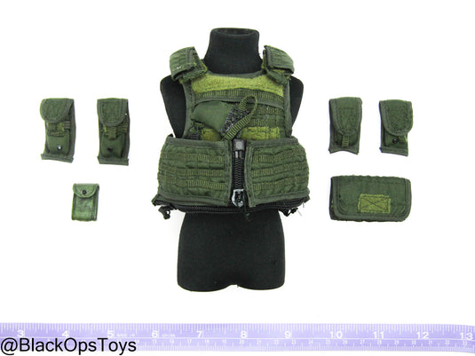 US SOCOM Army Ranger - OD Green MOLLE Plate Carrier w/Pouch Set