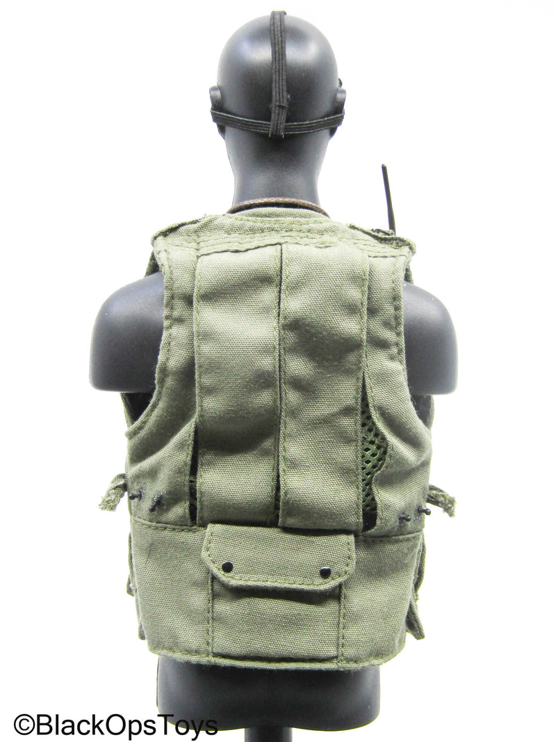 Load image into Gallery viewer, OD Green Tac Vest w/Black NVG, Radio, Camera, &amp; Binoculars
