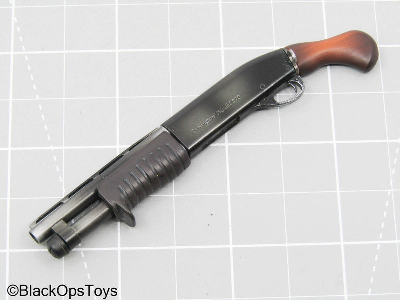 Load image into Gallery viewer, Black Remington M870 Shotgun w/Wood Colored Grip

