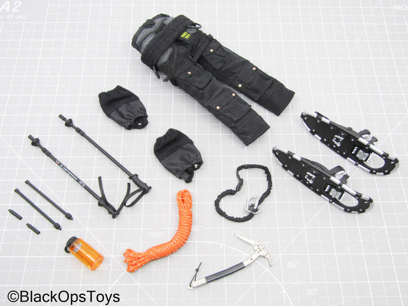 Load image into Gallery viewer, Black Outdoor Pants w/Snowshoes, Trekking Poles, &amp; Gear Set
