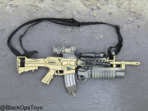 Weathered Tan M4 Assault Rifle w/M28 Grenade Launcher & Attachment Set