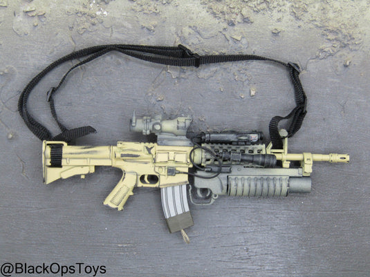 Weathered Tan M4 Assault Rifle w/M28 Grenade Launcher & Attachment Set