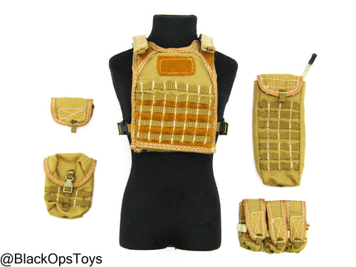 Coyote Tan MOLLE Plate Carrier w/Pouch Set