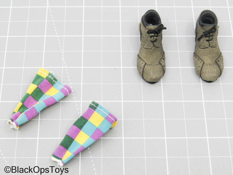 Load image into Gallery viewer, Fat Joker - Leather Like Shoes w/Plaid Socks (Peg Type)
