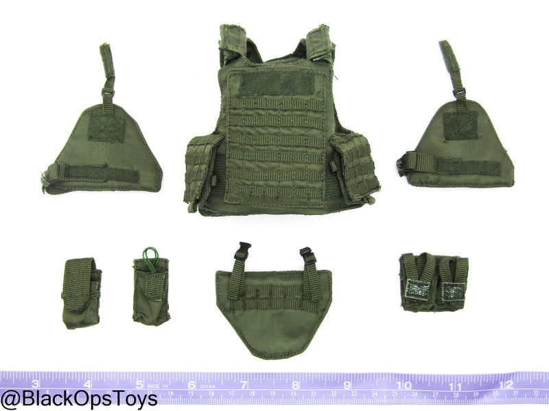 Load image into Gallery viewer, SWAT Team Sheriff Chuck - OD Green MOLLE Plate Carrier w/Pouch Set
