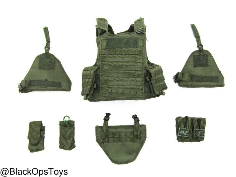Load image into Gallery viewer, SWAT Team Sheriff Chuck - OD Green MOLLE Plate Carrier w/Pouch Set
