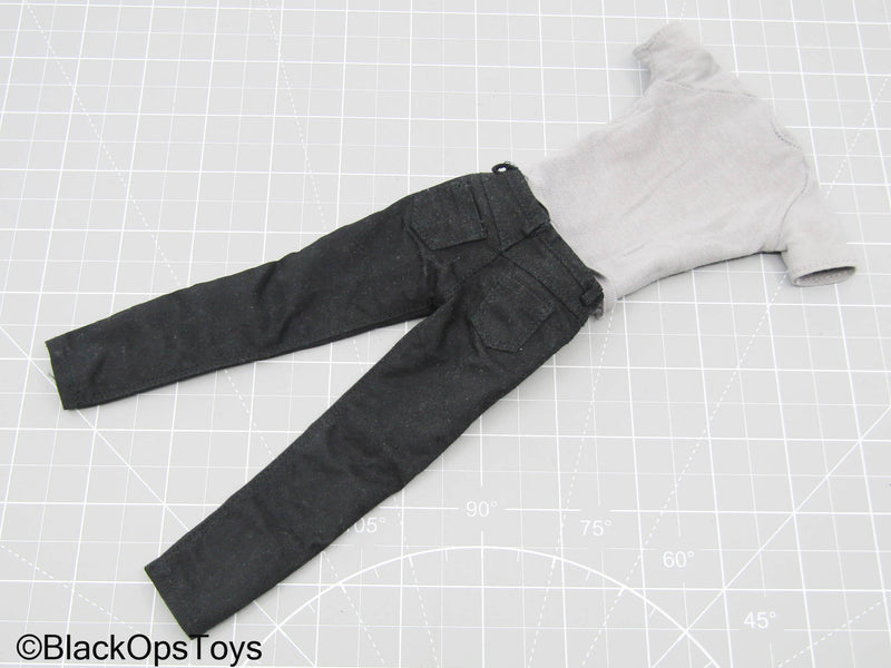Load image into Gallery viewer, Grey T-Shirt &amp; Black Pants
