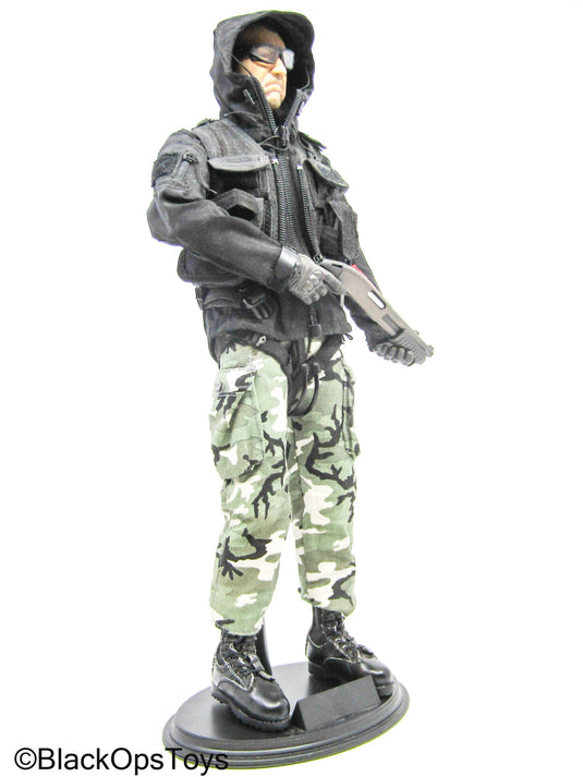 Male Full Dressed Woodland Camo Uniform w/Shotgun & Accessories