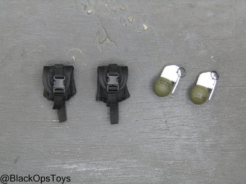 Russian SOBR Granit - Black MOLLE Grenade Pouches w/Grenades