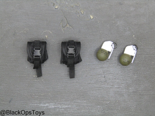 Russian SOBR Granit - Black MOLLE Grenade Pouches w/Grenades