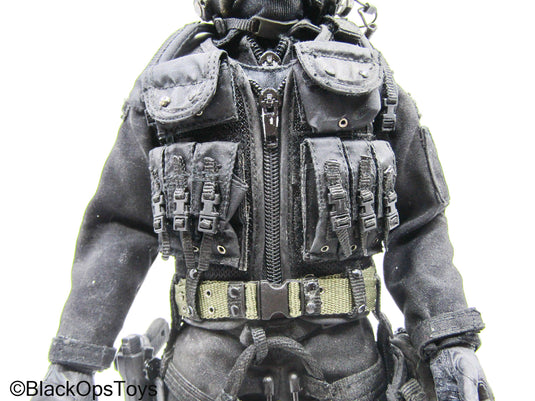 Male Full Dressed Black Ops Uniform w/Pistol & Accessories