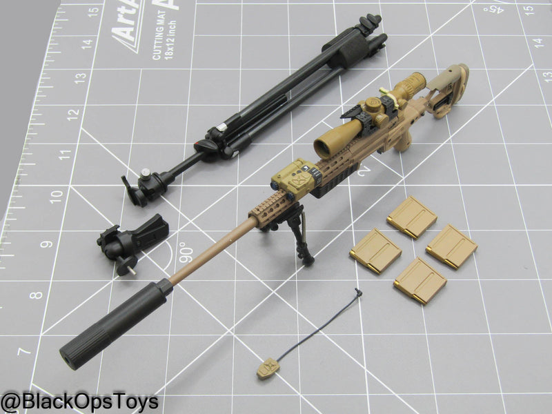 Load image into Gallery viewer, Tan Sniper Rifle w/Tripod &amp; Attachment Set
