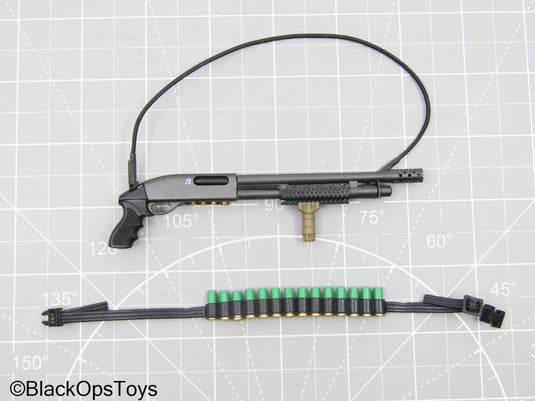 Custom Grey Remington 870 Shotgun w/Shell Holder & Bandolier Belt