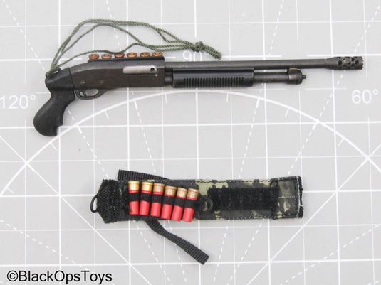 Custom Grey Remington 870 Shotgun w/Side Shell Holder & Pouch