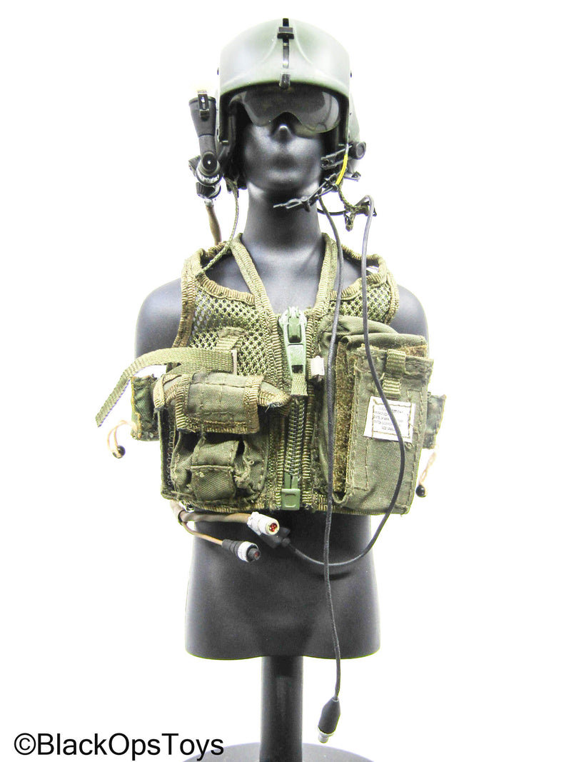 Load image into Gallery viewer, OD Green Apache Pilot Helmet w/Tactical Vest (BBI)
