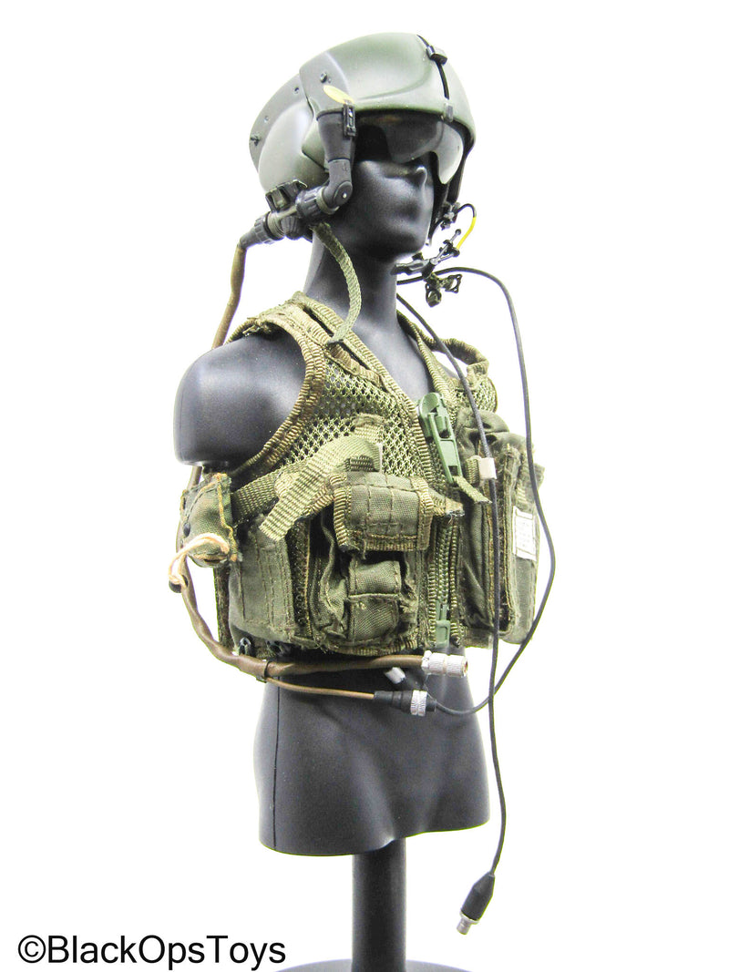 Load image into Gallery viewer, OD Green Apache Pilot Helmet w/Tactical Vest (BBI)
