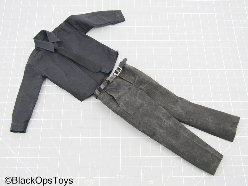 Load image into Gallery viewer, Black Dressed Shirt w/Pants, Tie, &amp; Belt
