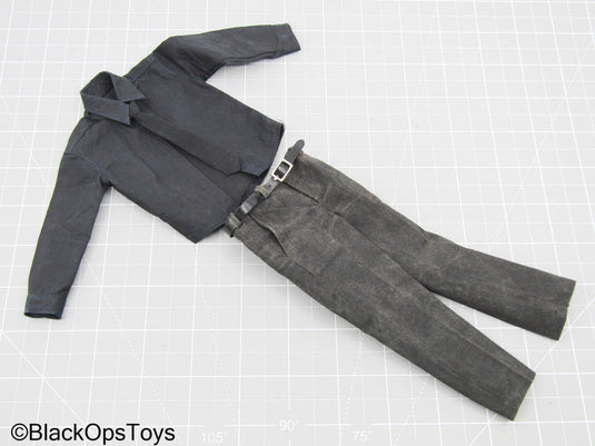 Black Dressed Shirt w/Pants, Tie, & Belt