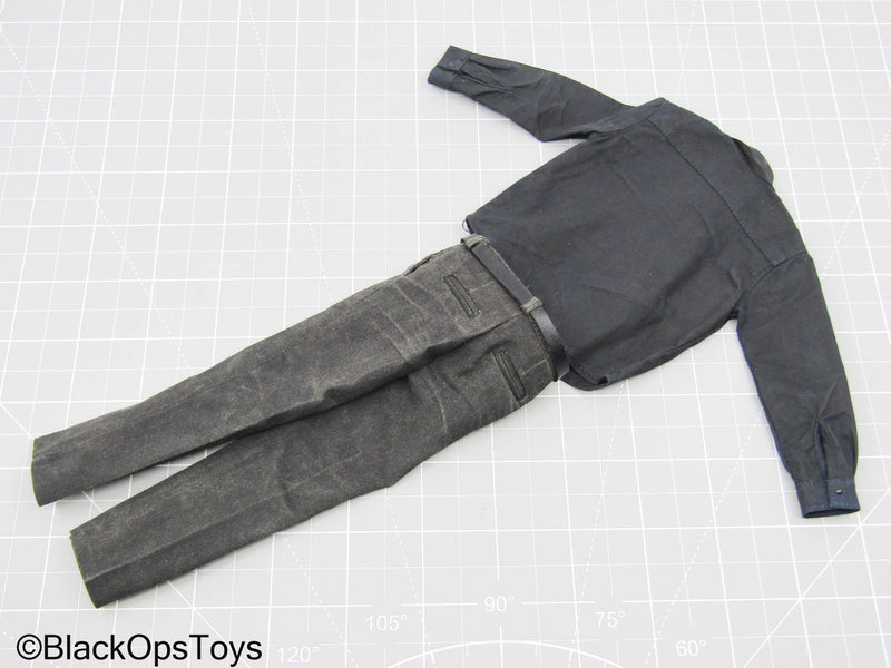 Load image into Gallery viewer, Black Dressed Shirt w/Pants, Tie, &amp; Belt
