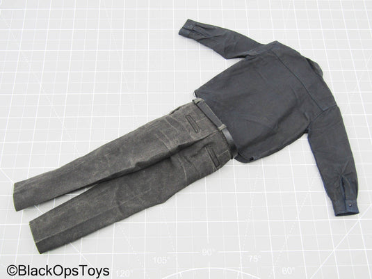 Black Dressed Shirt w/Pants, Tie, & Belt