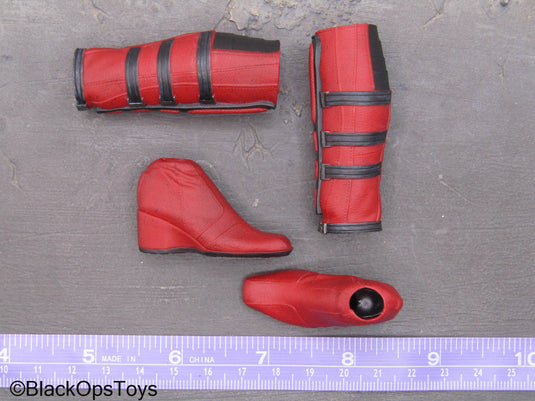 Lady Deadpool - Red Female High Heel Boots (Peg Type)
