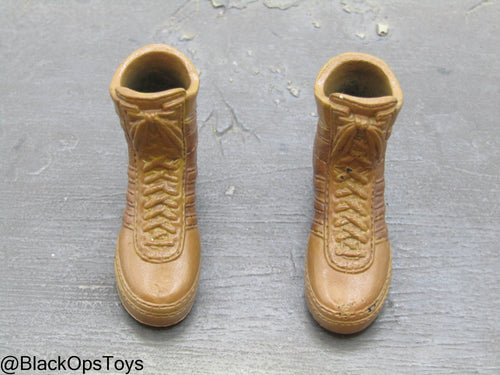 Female Brown Combat Boots (Peg Type)