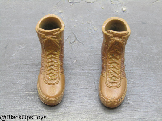 Female Brown Combat Boots (Peg Type)