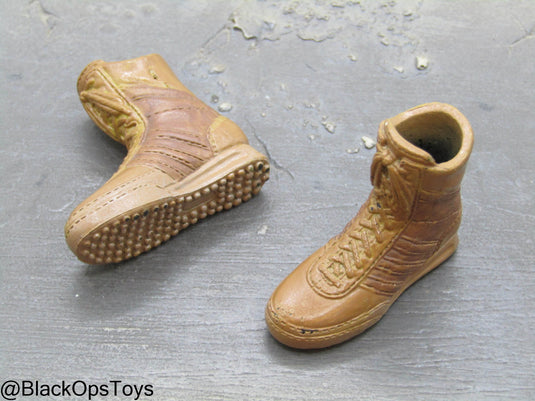 Female Brown Combat Boots (Peg Type)