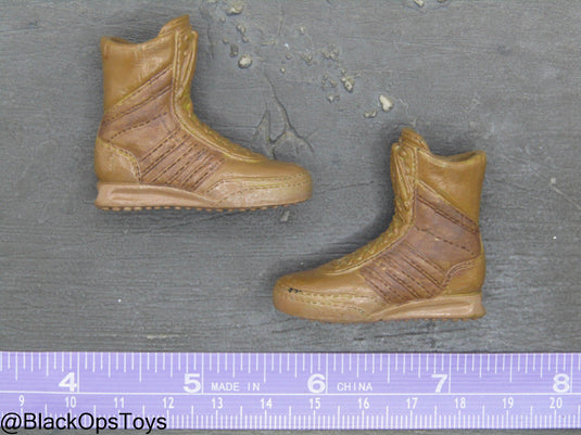 Female Brown Combat Boots (Peg Type)