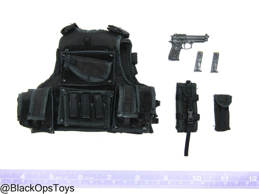 Black Plate Carrier w/Pouches & Pistol Set