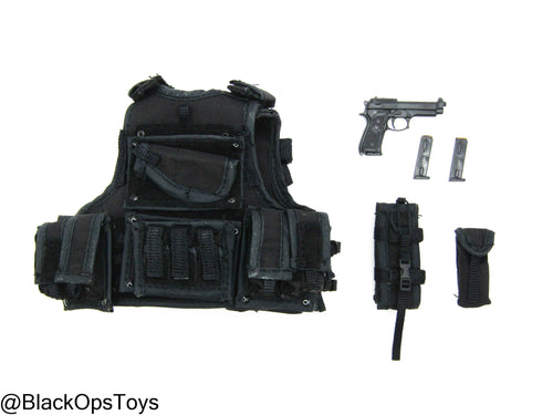 Black Plate Carrier w/Pouches & Pistol Set