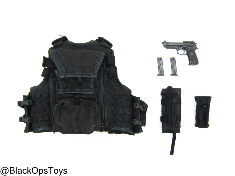 Load image into Gallery viewer, Black Plate Carrier w/Pouches &amp; Pistol Set
